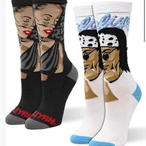 Graphic Crew Socks - Black and White